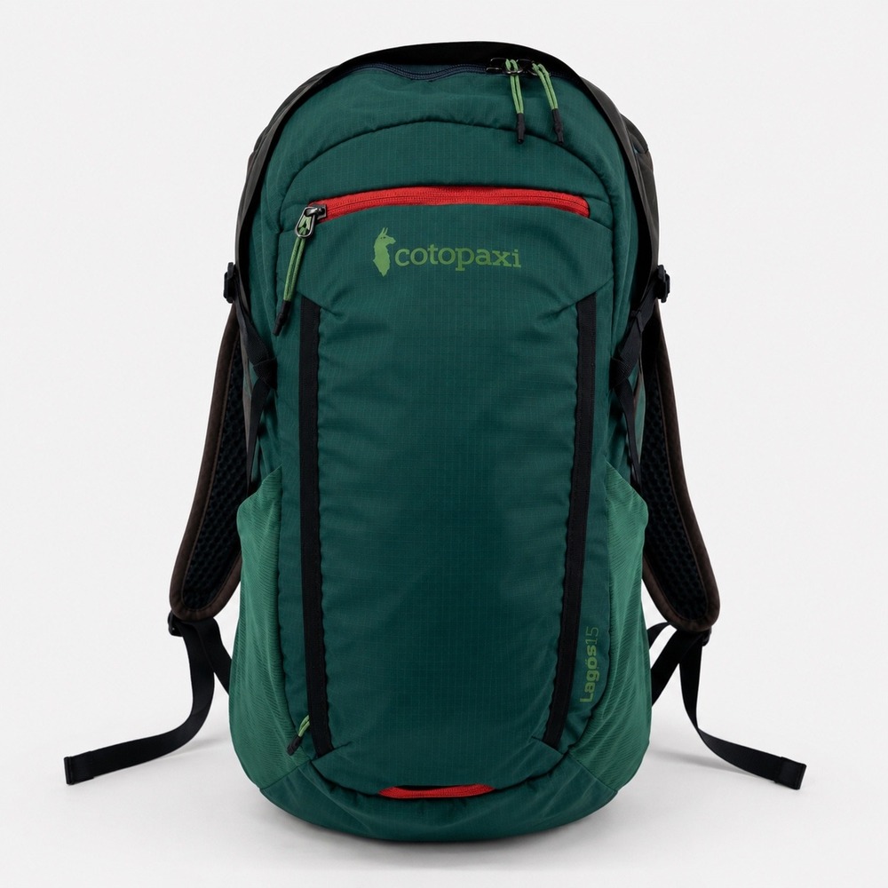 Cotopaxi Lagos 15L Backpack Green Ripstop Hiking Daypack Hydration Compatible